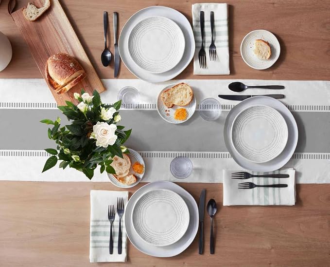 Farmhouse Grey Table Runners 108 inches Long, Stripes Linen Table Runner - Image 3