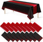16Pack Disposable Plastic Party Tablecloths and Satin Table Runner Set Black by MASHAN
