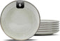 Organic Shape Highland Ceramic Salad plates, 6pcs 8 Inch Handmade Reactive Glaze Dinnerware Sets with Wavy Edge, for Kitchen, Microwave & Dishwasher Safe, Scratch Resistant-grey