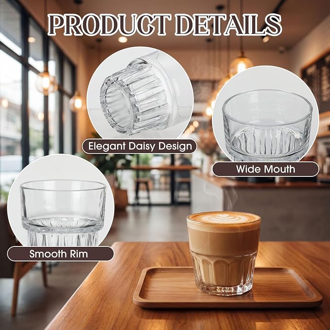 12 Pack Whiskey Glasses 8.8 oz Clear Drinking Glass Stackable Iced Latte Coffee - Image 4