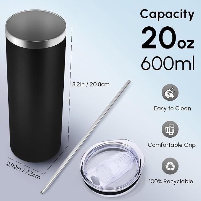 Volhoply 8 Pack Skinny Tumblers - Image 2