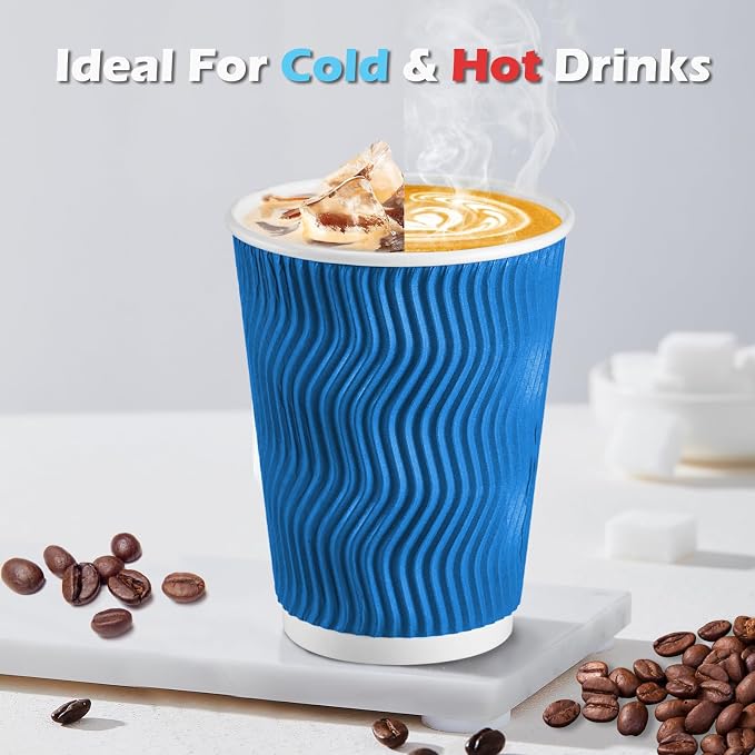 Lamosi 500 Count 8 oz Insulated Coffee Cups, Disposable Paper Cups No Lids | - Image 2