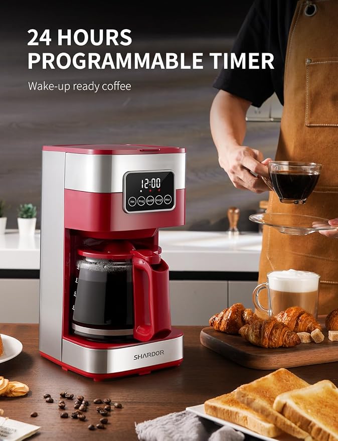 SHARDOR 10-Cup Programmable Coffee Maker, Regular & Strong Brew Drip Coffee - Image 3
