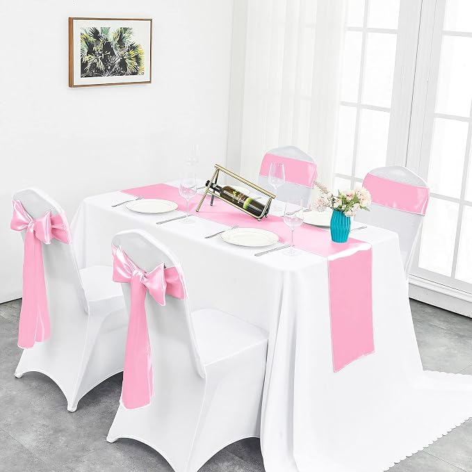 10-Pack Pink Satin Table Runner 12 x 108 Inch Long Bright and Smooth Silk - Image 5