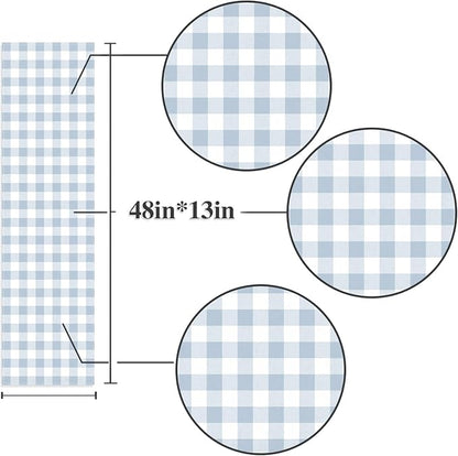 Dusty Blue Gingham Table Runner Light Blue Checkered Boy Girl Baby Shower - Image 3