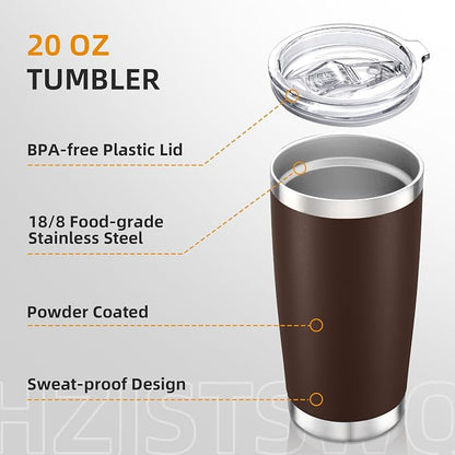 20oz Tumbler Bulk with Lid Stainless Steel Tumblers, 6 Pack | Leak Proof Lid - Image 3