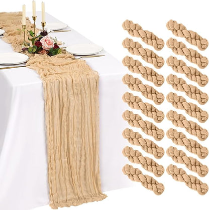 18 Pack Cheesecloth Table Runner 10FT Nude Table Runner Boho Gauze Cheese Cloth by Showgeous