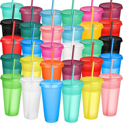Honeydak 30 Pack Tumbler with Straw and Lid Bulk Cups by Honeydak