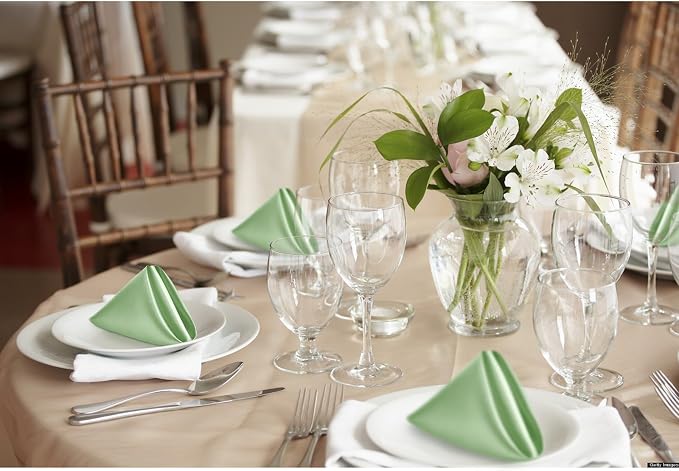 P Pothuiny 24 Pcs Sage Green Satin Napkins 17 x 17 in, Satin Cloth Napkins | - Image 7