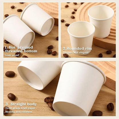 100 Pack 4oz Mini Coffee Cups Disposable Paper Cups Hot or Cold Beverage Cup - Image 3