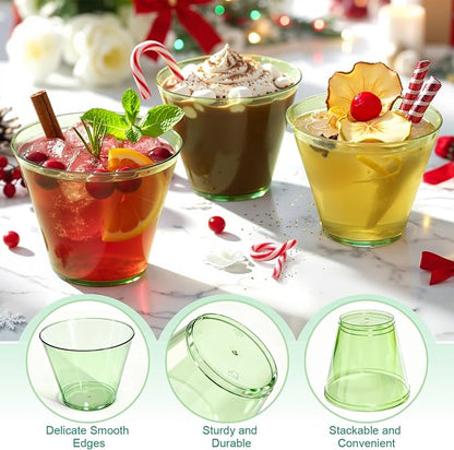 Glowserve 9 OZ Green Disposable Plastic Cups Cocktail Cup 150 Pack | Fancy - Image 3