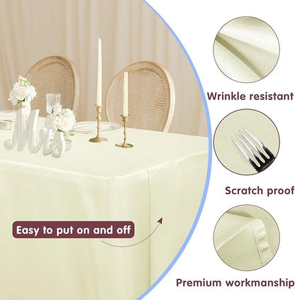 HolidayIdeas Fitted Table Covers for 6 Foot Tables - 72 x 30 Inch - 2 Pack Rectangle Beige Table Clothes Polyester Fabric Table Cover for Folding Table, Parties, Holiday Dinner, Wedding, Trade Show