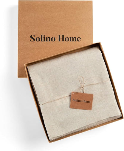 Solino Home Linen Flax Tablecloth 70 x 70 Inch - 100% Pure Linen Square Tablecloth - Machine Washable Table Cloth for Spring, Easter - Sonoma