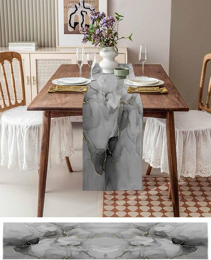 Grey Marble Table Runners 90 Inches Long, Cotton Linen Fabric Table Runner - Image 6