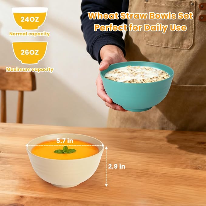 Wheat Straw Bowls Unbreakable Cereal Bowls - Image 2