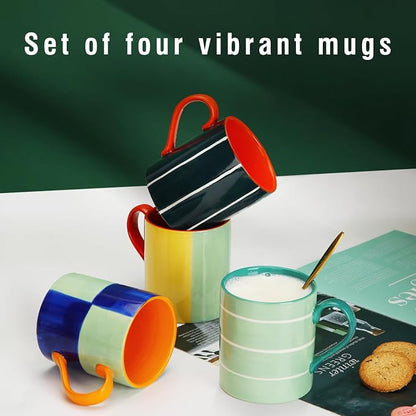 Koja Colorful Hand Painted Ceramic Mugs, 16 oz, Dishwasher Safe | Also - Image 5