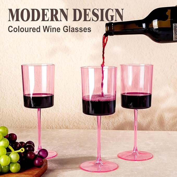 Ciaell 12 Pack Pink Plastic Wine Glasses - Image 9