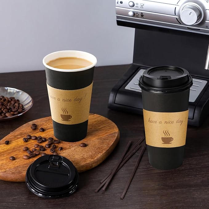 Lamosi 20 oz Coffee Cups 50 Pack, Disposable To Go Paper Cups - Image 7