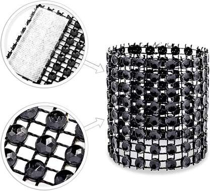 KPOSIYA Napkin Rings, Pack of 120 Rhinestone Napkin Rings Diamond Adornment for Place Settings, Wedding Receptions, Dinner or Holiday Parties, Family Gatherings (120, Black)