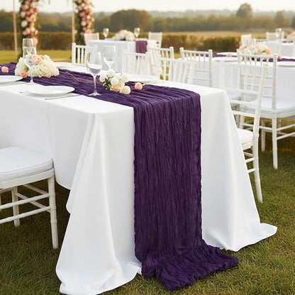 1 Pack Purple Cheesecloth Table Runner 120 Inch Boho Wedding Decor | - Image 8