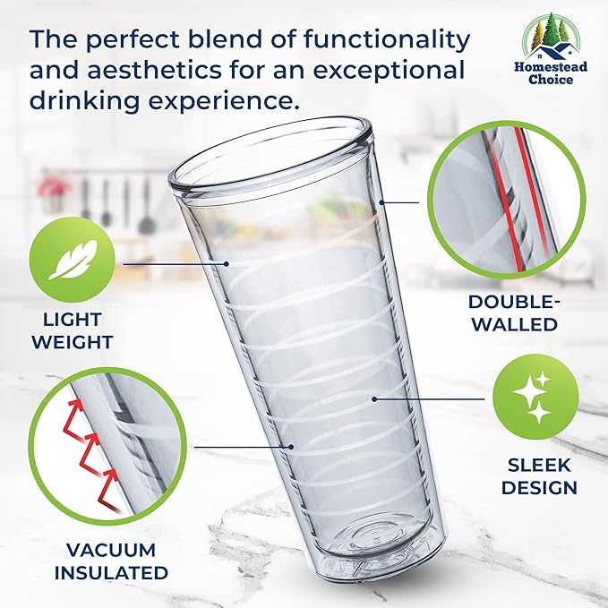 Homestead Choice Insulated Drinking Glasses 22oz 2-pack - Image 3