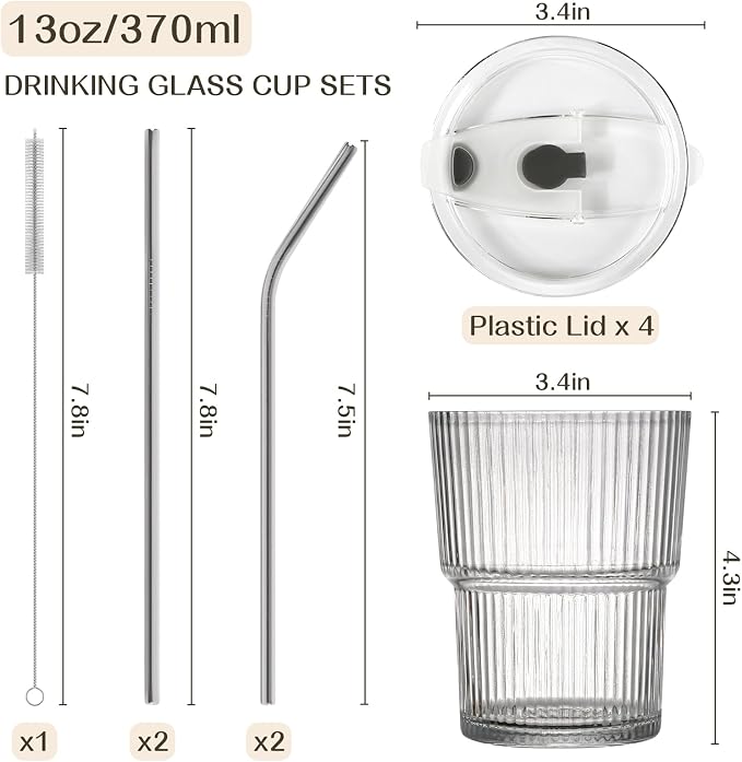 13oz Iced Coffee Cups, Reusable Tumbler Glass to Go Cup - Image 2