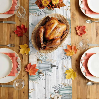 Gray Green Pumpkin Fall Table Runner 72 Inches Long, Thanksgiving Table Runners - Image 4