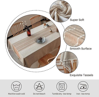 Deep Dream Tablecloths, Waterproof Table Cloth, Linens Wrinkle Free Anti-Fading, Rustic Table Cover Decoration for Kitchen Dinning Party (Rectangle/Oblong,55''x120'',10-12 Seats, Light Coffee)