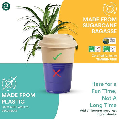 ECO SOUL 200 Pack 12 oz Disposable Coffee Cups with Lids & Sleeves Eco-Friendly, Biodegradable, Compostable, Leak-free & Sturdy To Go Hot Drink Cup for Tea, Chocolate Party Travel Cafe Office & Home