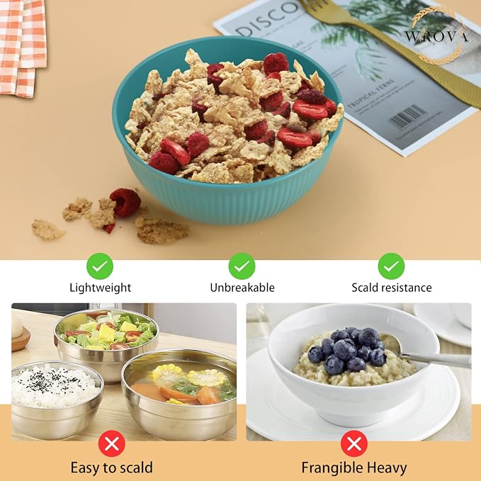 Wheat Straw Bowls Set of 8, Microwave Safe Bowls - Image 4