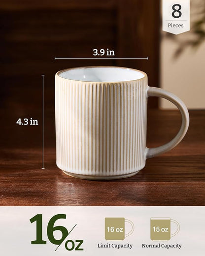 famiware Coffee Mug Set for 8, Star 16 oz Catering Mugs Cup Set - Image 4