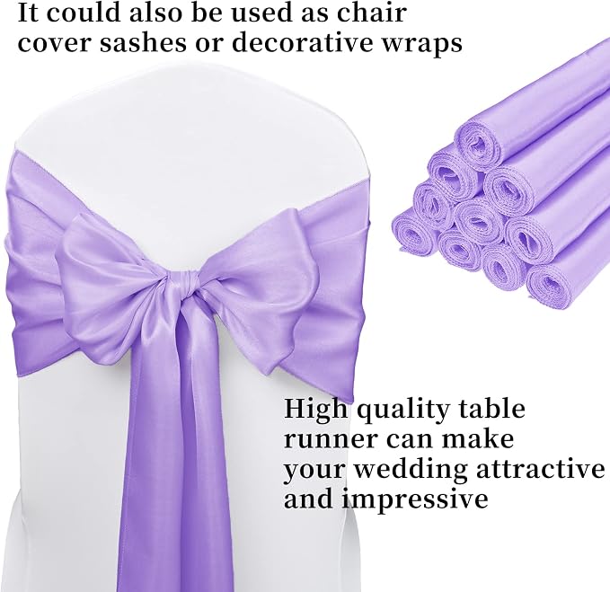 10-Pack Lavender 12 x 108 inches Long Premium Satin Table Runner | Wedding - Image 3