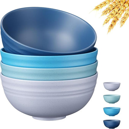 Quatish 4 PCS Unbreakable Cereal Bowls, Dishwasher & Microwave Safe Wheat Straw by Quatish