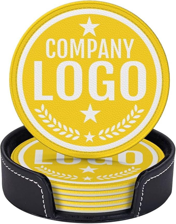 Custom Leather Coasters with Logo by Handmade