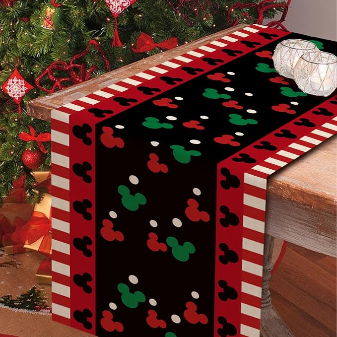 Seliem Red Black Table Runner, Funny Christmas Cute Polka Dot Home Kitchen | - Image 4