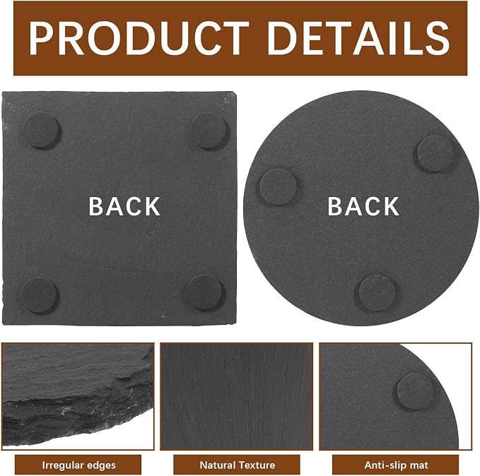 72pcs Slate Coasters Black 4 Inch Bulk Blank Rock Coasters Blank Laser Engraving - Image 3