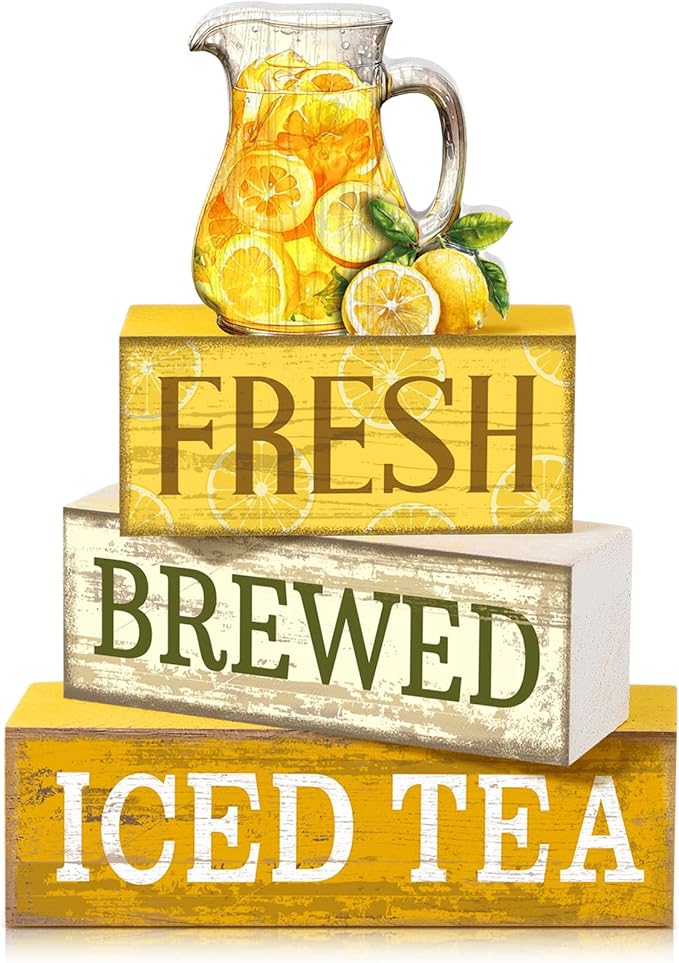 Moucuny 4 Pcs Summer Lemon Decor Summer Table Decorations Fresh Brewed Iced Tea by Moucuny