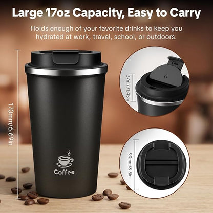17oz Travel Coffee Mug, Leakproof Vacuum Coffee Cup Insulated Tumbler | 304 - Image 2