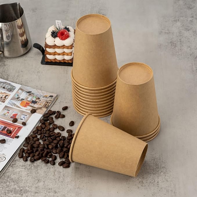 RACETOP 12 oz 300 Pack Kraft Unbleached Disposable Coffee Cups | Natural Kraft - Image 3