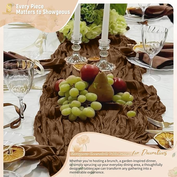 Showgeous 30 Pack Brown Cheesecloth Table Runner, 17 x 108 Inches | Boho - Image 8