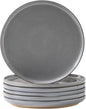 Ceramic Dinner Plates Set of 6,Stoneware 10 Inch,Microwave,Dishwasher and Oven Safe,Porcelain Dessert Plates for Pasta,Salad and Steak,Christmas Gift,Dish for Kitchen,Scratch Resistant,Gray