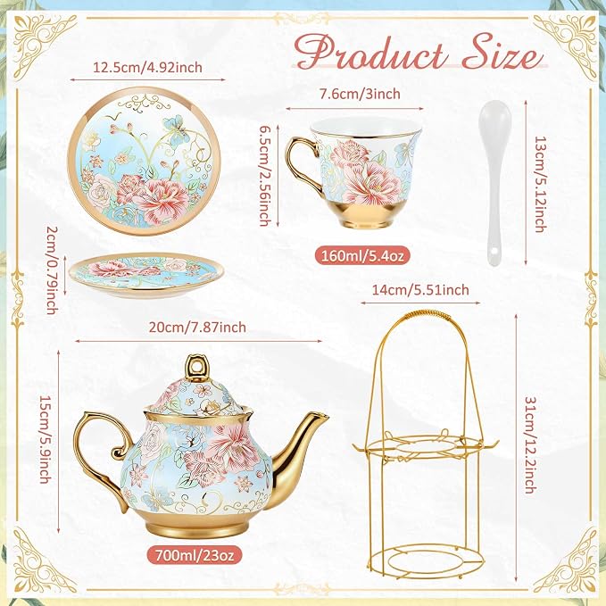 Zhehao 20 Pcs Porcelain Tea Set - Image 2