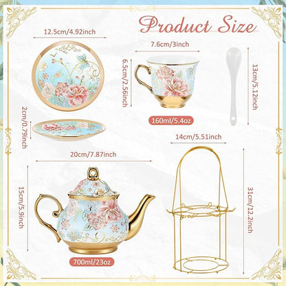 Zhehao 20 Pcs Porcelain Tea Set - Image 2