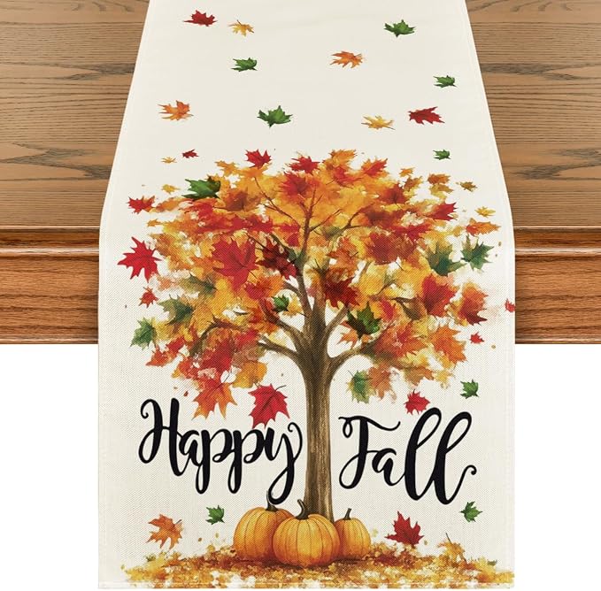 Artoid Mode 210 GSM Fall Table Runner 13x48 Inch Home Party Decor | Maple Tree by ArtoidMode