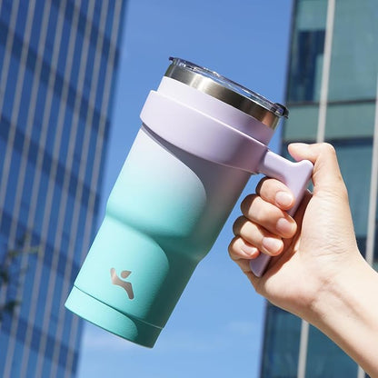 Konokyo 40 oz Tumbler with Handle and Straw, Insulated Travel Mug | Lavender - Image 5