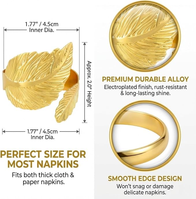 Gold Napkin Rings Set of 10 - Image 4