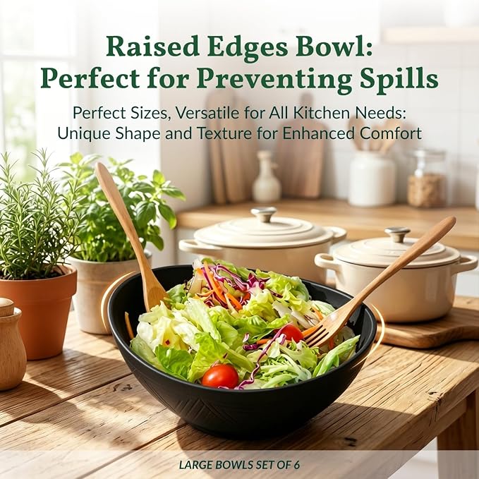 Wheat Straw Bowls Set of 6, 60 OZ Salad Bowl Large Capacity - Image 7