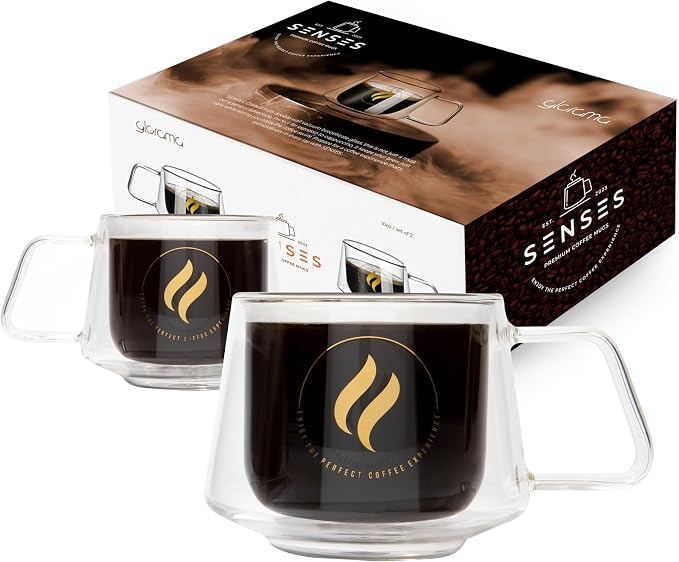 GLORAMA Double Walled Glass Coffee Mugs - 10oz Coffee Mugs by GLORAMA
