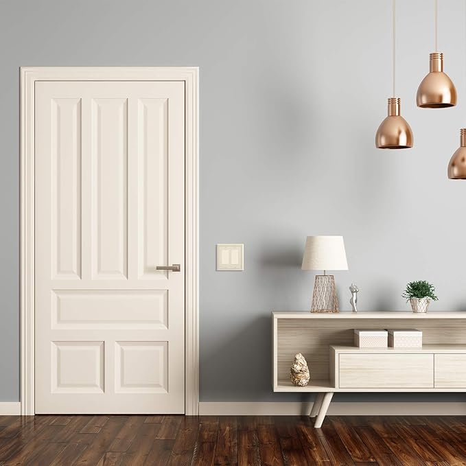 Henne Bery Sunken Pearls Heavy Duty Decorative Wall Plate Switch Plate Outlet Cover, Durable Solid Zinc Alloy (Double Decorator, Light Almond)