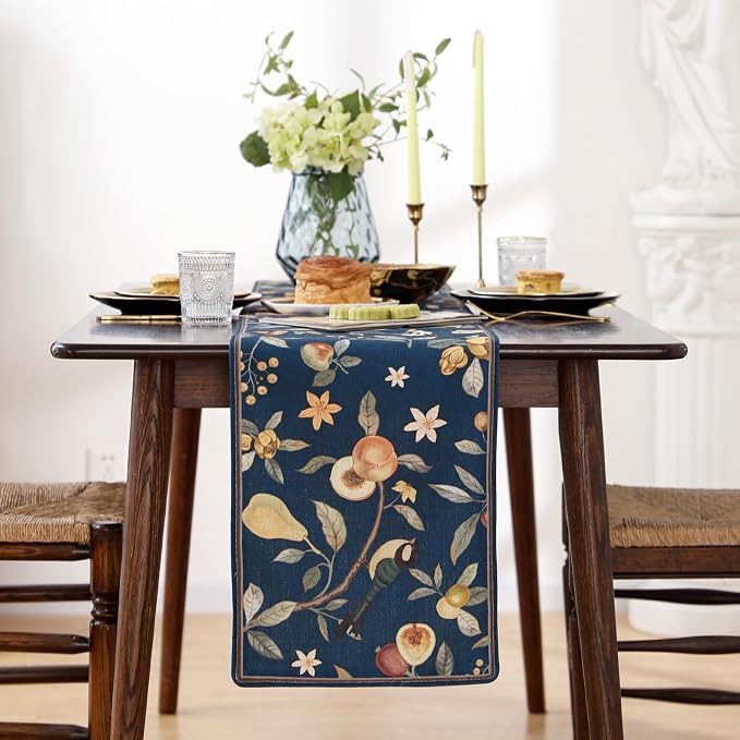 bilin gaier Designer Vintage Linen Long Table Runner, Floral Pattern, Dining - Image 2